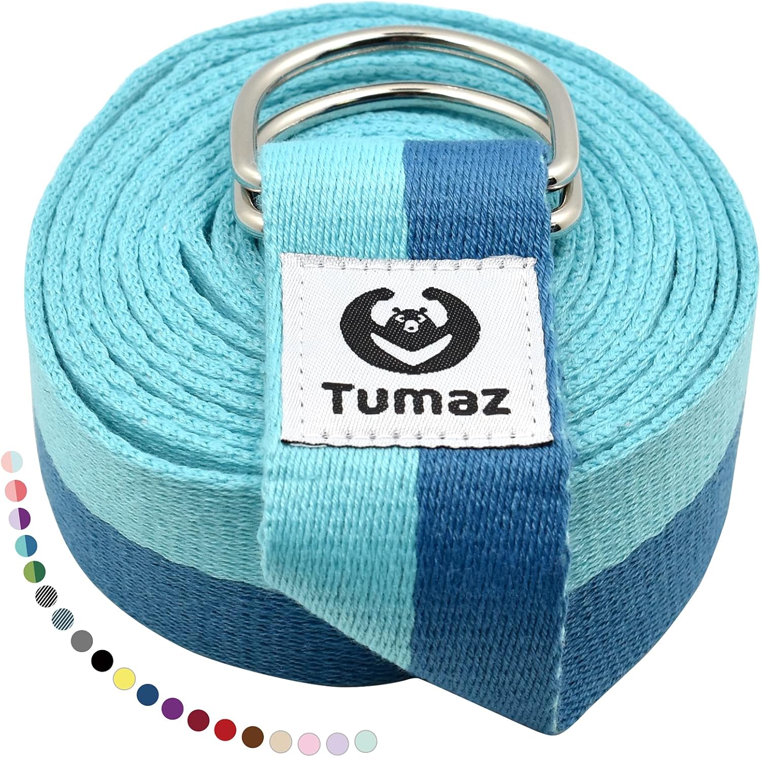 Tumaz Yoga Strap/Stretch Bands [15+ Colors, 6/8/10 Feet Options] with Extra Safe Adjustable D-Ring Buckle, Durable and Comfy Delicate Texture – Best for Daily Stretching, Physical Therapy, Fitness