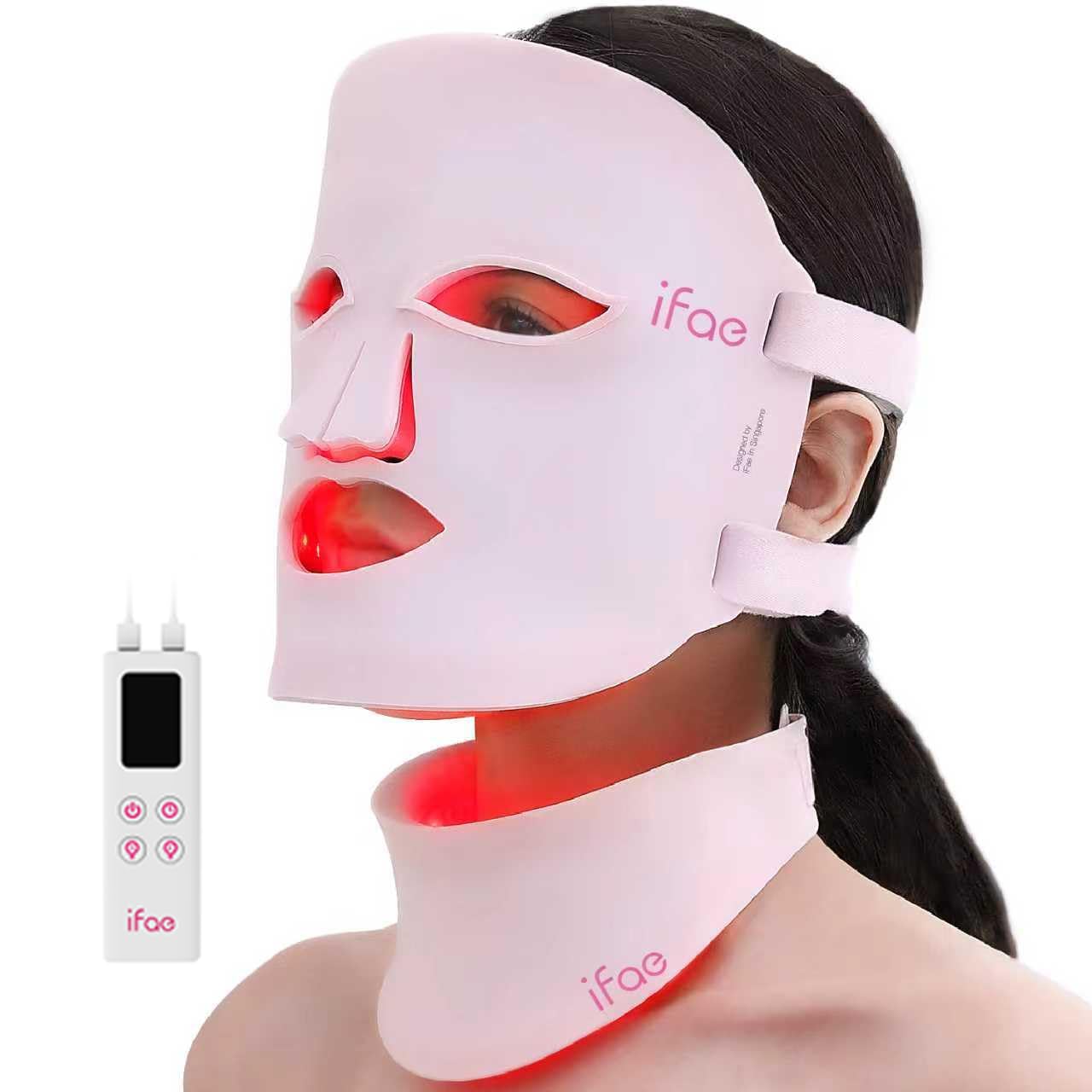 Red Light Therapy Mask for Face and Neck, 7 Colors with NIR Led Face Mask Light Therapy with Eye Protection and Remote, Rechargeable Ergonomic Design for True Anti-Aging Skincare at Home