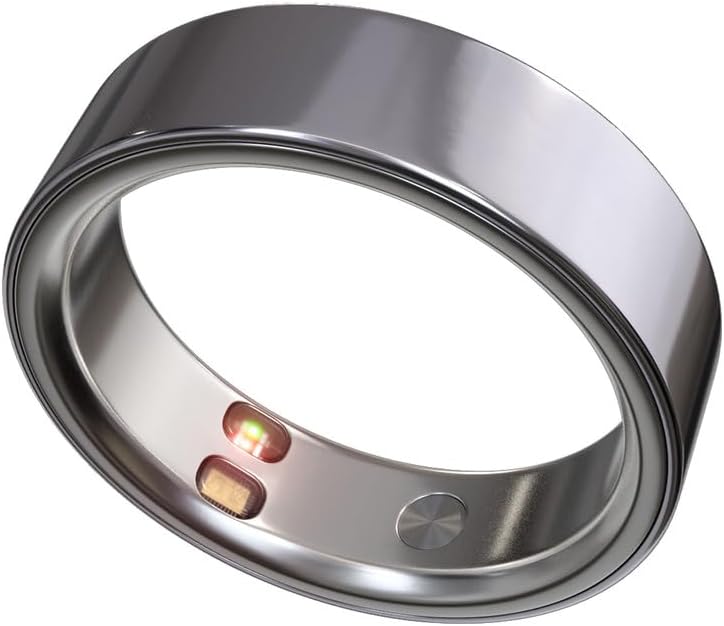 Smart Ring Health Tracker 5ATM Waterproof Sport Ring Exclusive Vibration Alerts Titanium Blood Oxygen/Sleep/Emotional Management Women Cycle Prediction Compatible with iOS/Android Arctic Silver 6.5