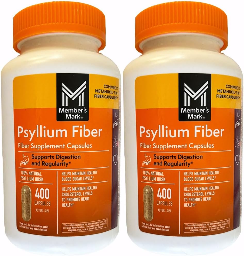 Member’s Mark Fiber Capsules 2Pack (400 Count) Psyllium Husk is The #1 Doctor-Recommended Fiber Supplement.