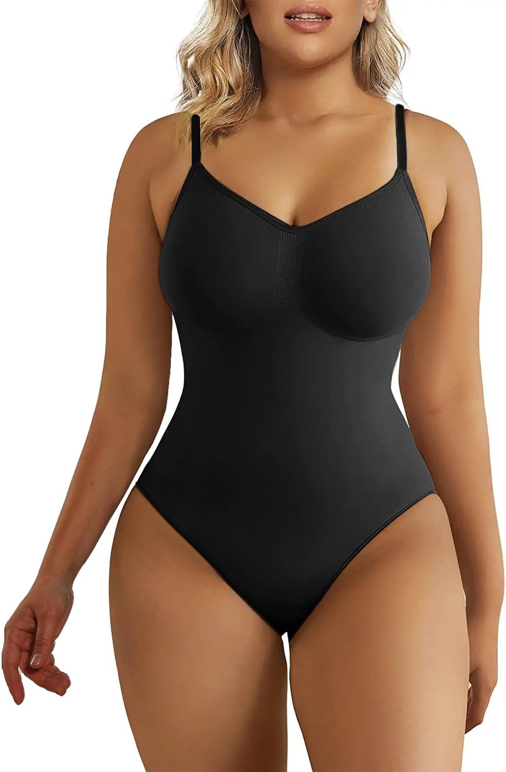 SHAPERX Women’s Seamless Shapewear Bodysuit Tummy Control Body Shaper Waist Snatching Body Suit