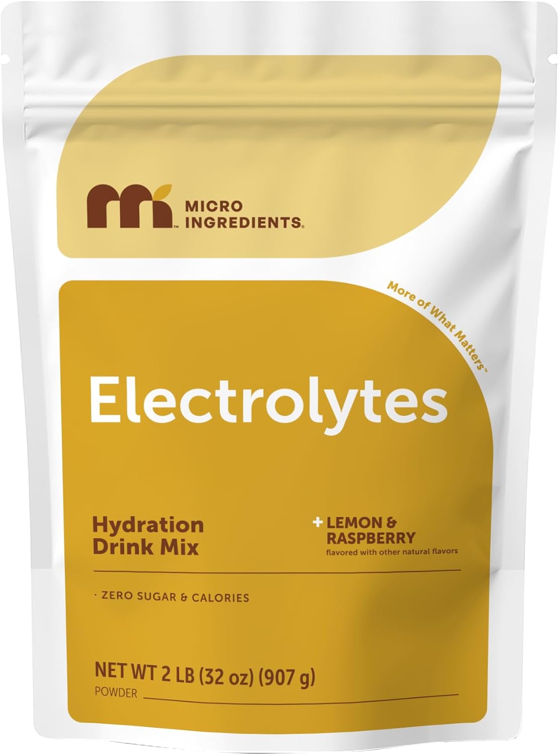 Micro Ingredients Electrolyte Powder, 2 lbs (139 Servings) | Lemon Raspberry Flavor | High Potassium (1,000mg) + Coconut Water & Real Lemon Juice | No Sugar, Keto Friendly | Non-GMO
