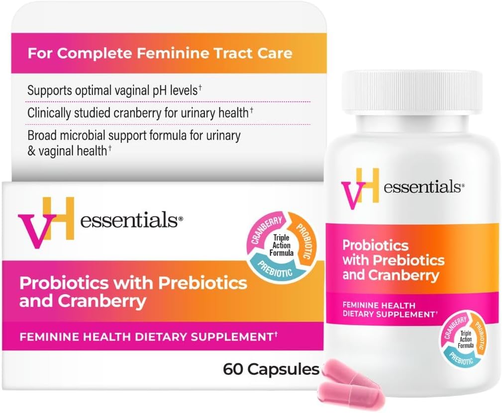 vH essentials Probiotics with Prebiotics and Cranberry Feminine Health Supplement – 60 Capsules