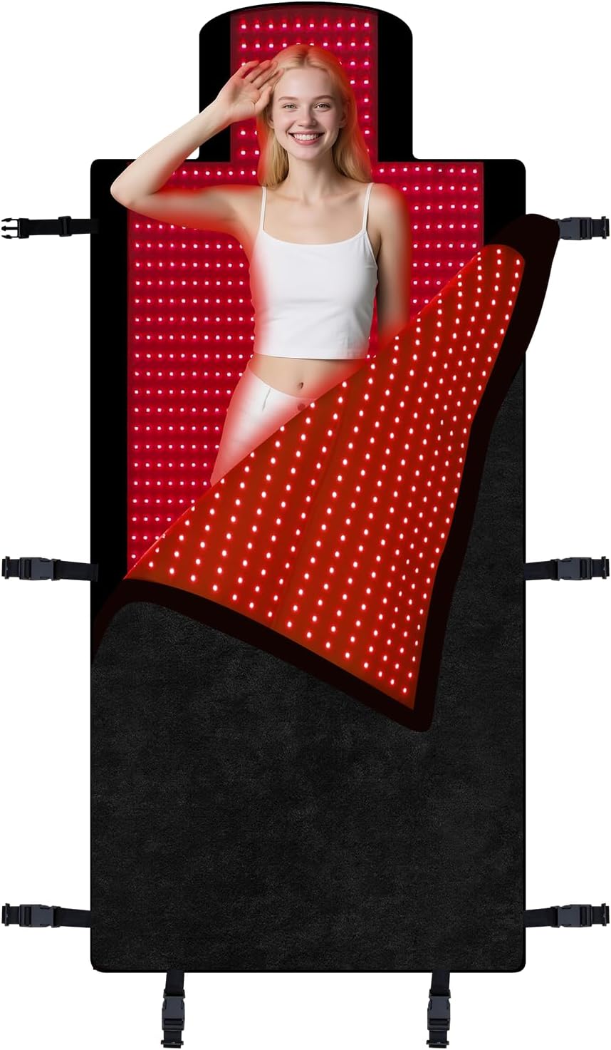 Red Light Therapy Mat Full Body 74.8″x33.6″, Infrared Red Light Therapy Blanket with 2630 LEDs, 660nm & 850nm Dual Wavelength, Pulse Modes, Timer & Intensity Control