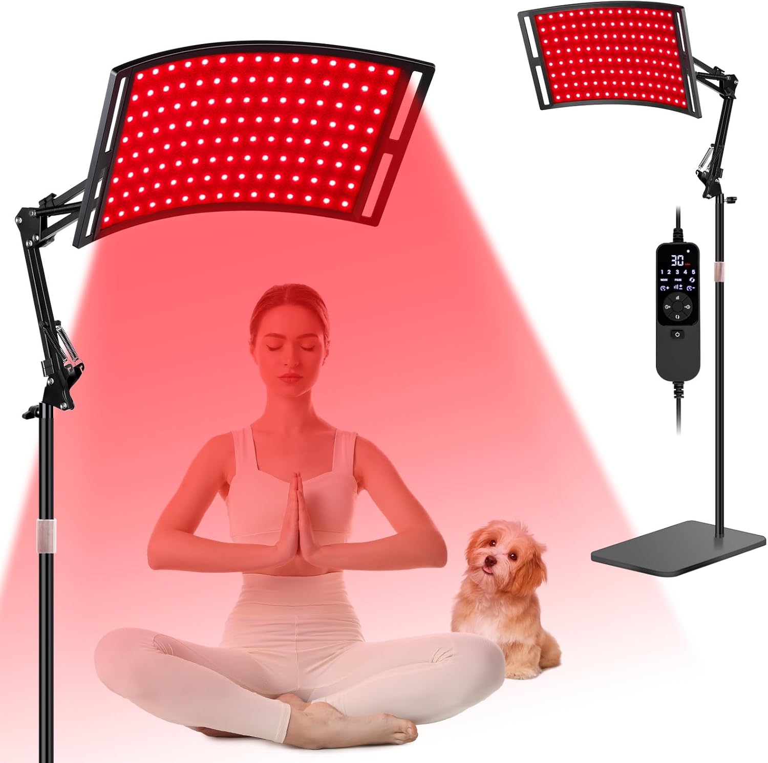 SAVILER® Red Light Therapy for Face and Body, 120Pcs Infrared Red Light Therapy Lamp with Stand, 3-in-1 LED 660nm & 850nm Infrared Light Panel Device for Home Ideal Gift