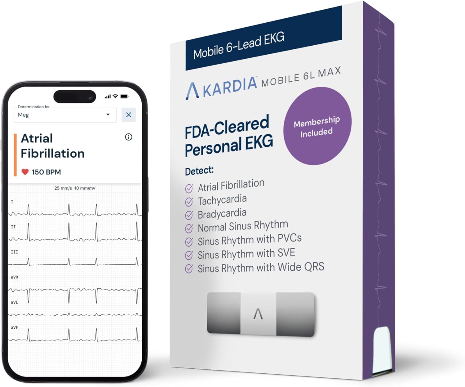 KardiaMobile 6L Max EKG Monitor, Includes One-Year KardiaCare Subscription, FDA-Cleared Heart Monitor, Medical-Grade Results in 30 Seconds, Unlimited Recordings, Works with Smartphones and Tablets