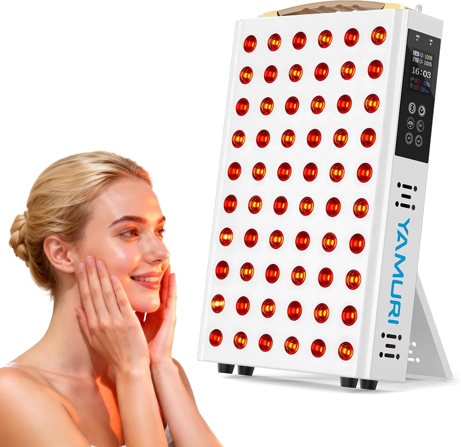 Red Light Therapy for Face, 660nm 850nm Near-Infrared Light Therapy Panel for Body, 110W with 60 Dual Chip LEDs, 135mW/cm² High Irradiance Device for Daily Wellness & Relaxation at Home – YA60