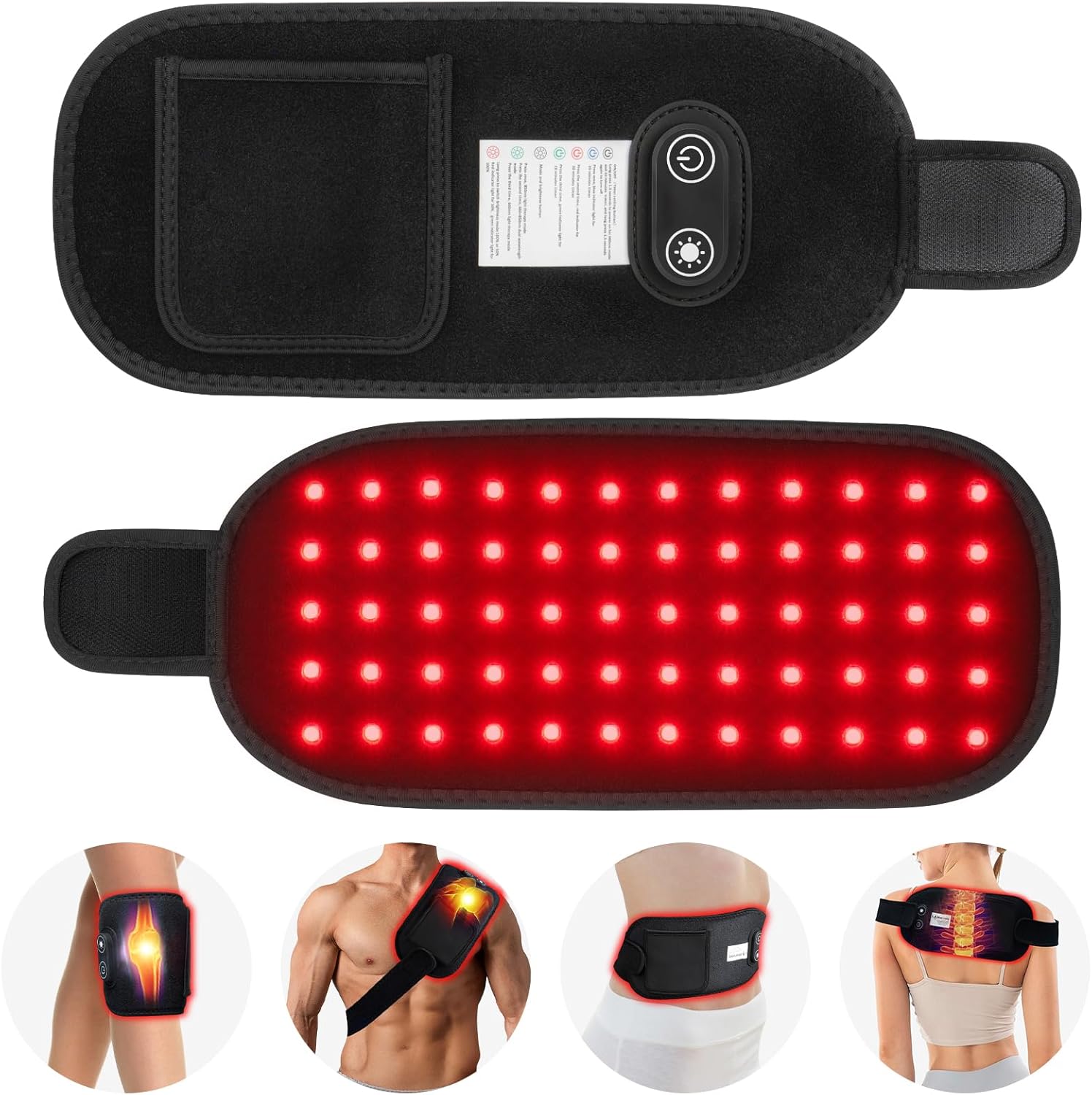 Red Light Therapy, Red Light Therapy for Body, Infrared Light Therapy Belt with Timer, LED 660nm&850nm Infrared Heating Pads for Body Back Waist Shoulder Knee Joint (Corded)