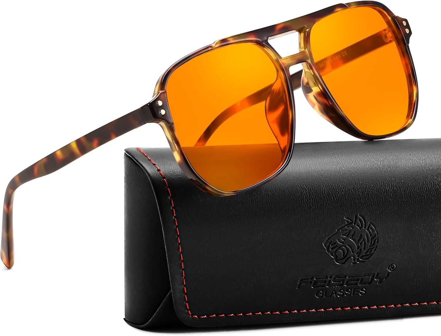 FEISEDY Amber Blue Light Glasses for Computer Gaming Orange/Yellow lens Anti Eyestrain Sleep Glasses G2835