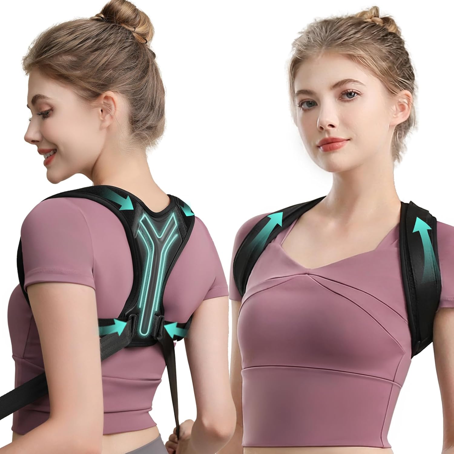 Upper Back Brace Posture Corrector For Women,Lightweight Back Straightener Posture Corrector,Adjustable Upper Back Support,Clavicle Brace For Round Shoulder & Hunchback (Medium)