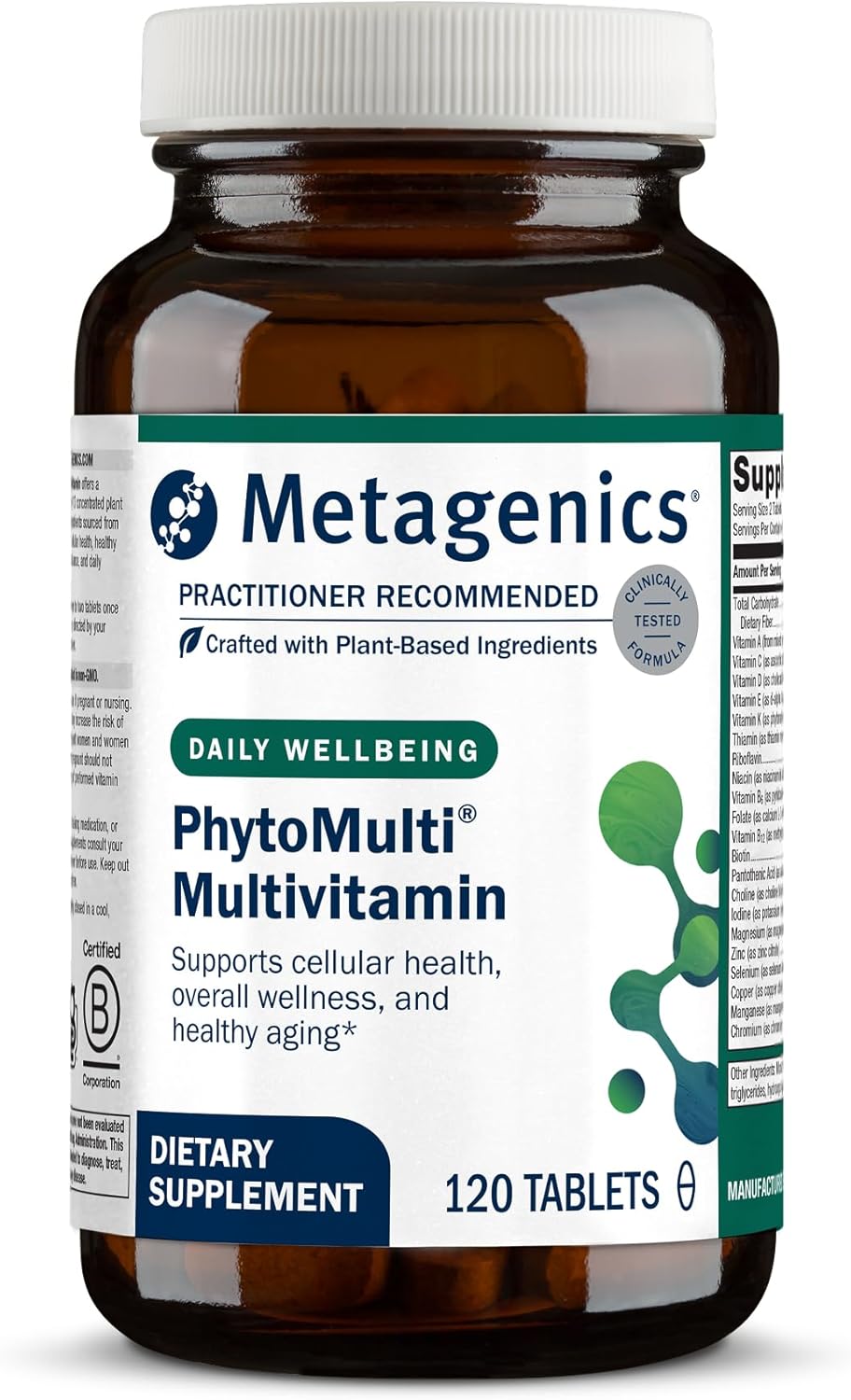 Metagenics PhytoMulti Without Iron – Daily Multivitamin for Men & Women* – with 20+ Vitamins, Minerals & Phytonutrients for Antioxidant & Immune Support* – Non‑GMO, Gluten‑Free – 120 Tablets