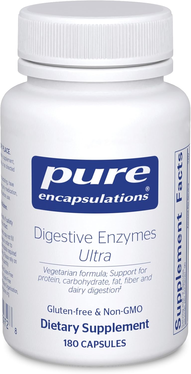Pure Encapsulations Digestive Enzymes Ultra – Vegetarian Digestive Enzyme Supplement to Support Protein, Carb, Fiber, and Dairy Digestion* – 180 Capsules