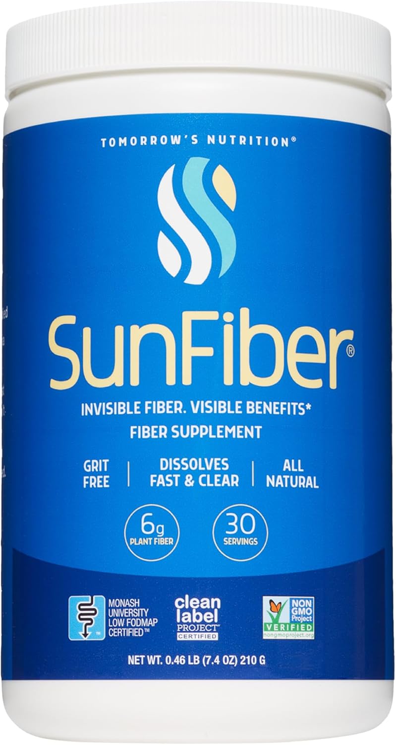 Tomorrow’s Nutrition, Sunfiber, Prebiotic Fiber Supplement for Digestive Health, Low FODMAP, Gluten-Free, Unflavored, 30 Servings