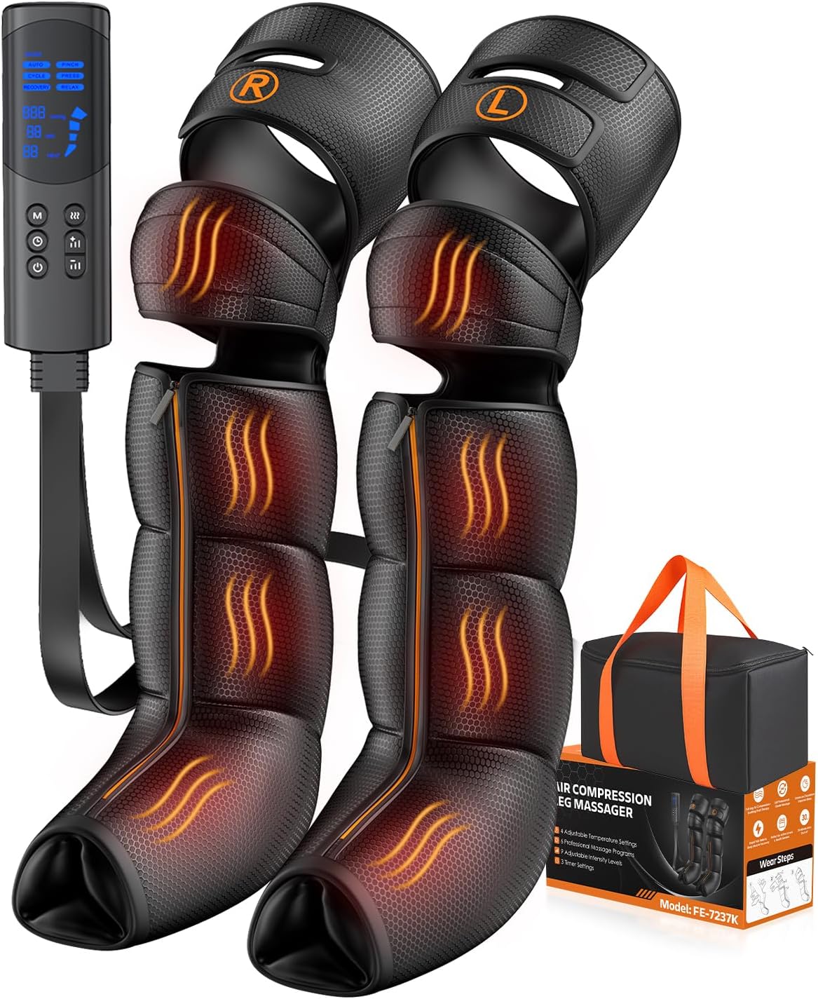 Mothers Day Gifts, Leg Massager with Heat and Compression – Foot Calf Thigh Massage for Circulation and Pain Relief, Professional Compression Boots with 6 Modes, 9 Intensity, 4 Heat