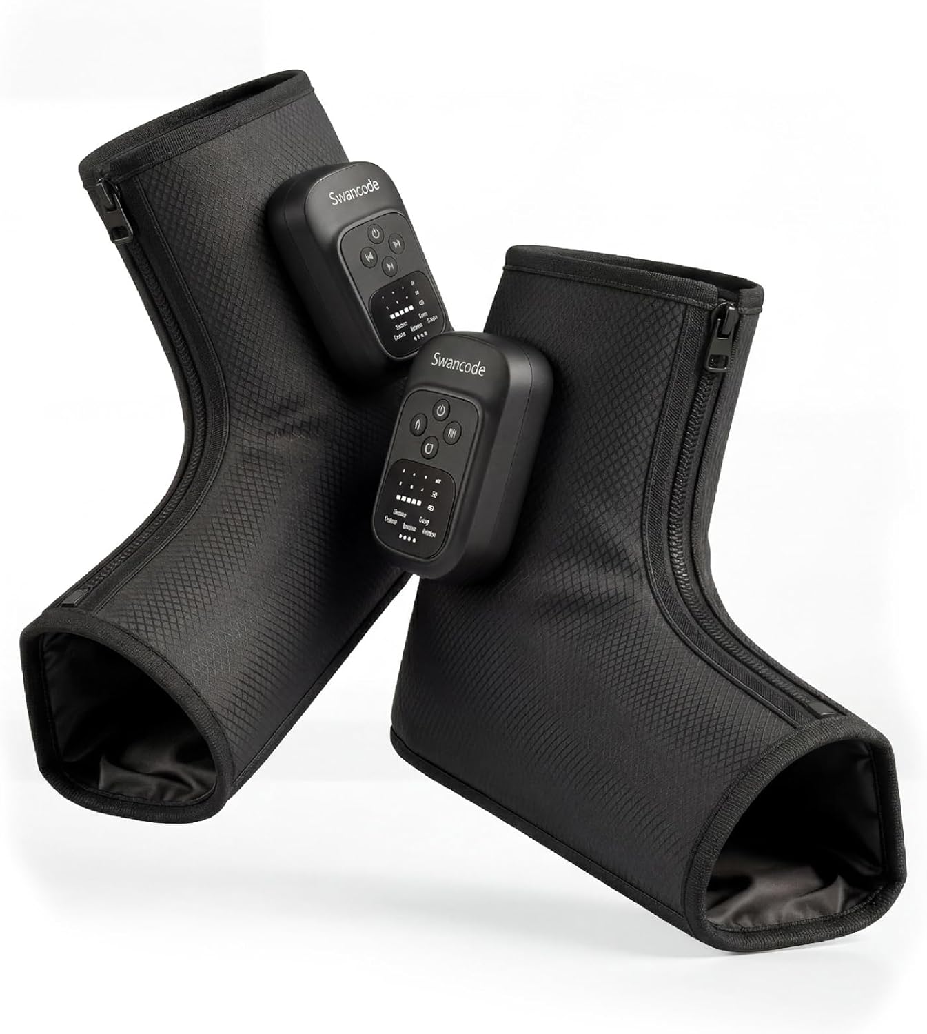 Foot Massager with Air Compression and Heat, Portable Cordless Ankle and Calf Massager with 5 Modes & 5 Intensities, Lightweight Compression Boots for Muscle Relaxation (FootSoothy Pro 2PCS)