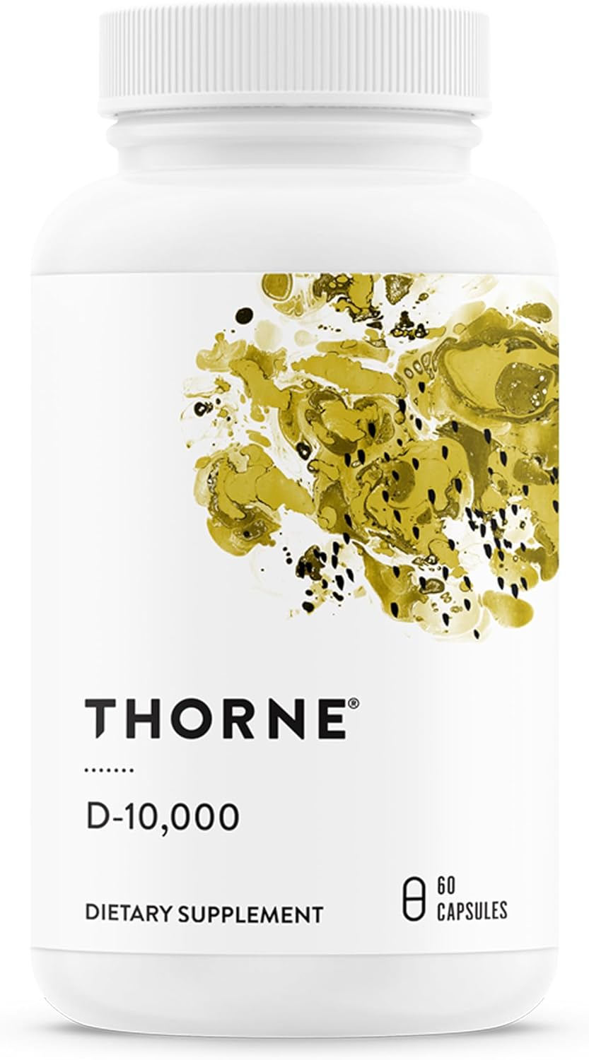 THORNE – Vitamin D-10,000 – Vitamin D3 Supplement – Supports Healthy Bones, Teeth & Muscles, Plus Cardiovascular & Immune Function* – Third-Party Certified – Gluten, Dairy & Soy-Free – 60 Capsules