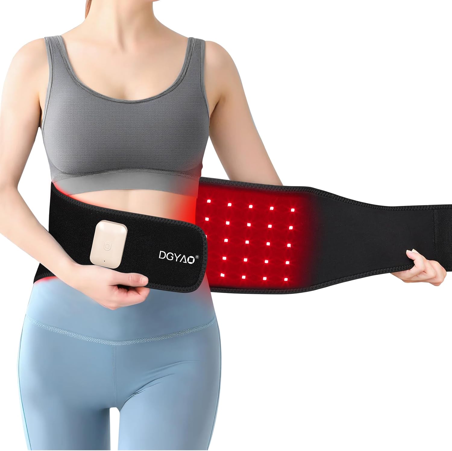 Red Light Therapy Belt for Back Pain Relief, Portable 660nm Light Therapy Wrap for Body and Waist, Rechargeable Cordless Controller SMD 3 in 1 Bulb Light for Joint Pain Relief Muscle Relax