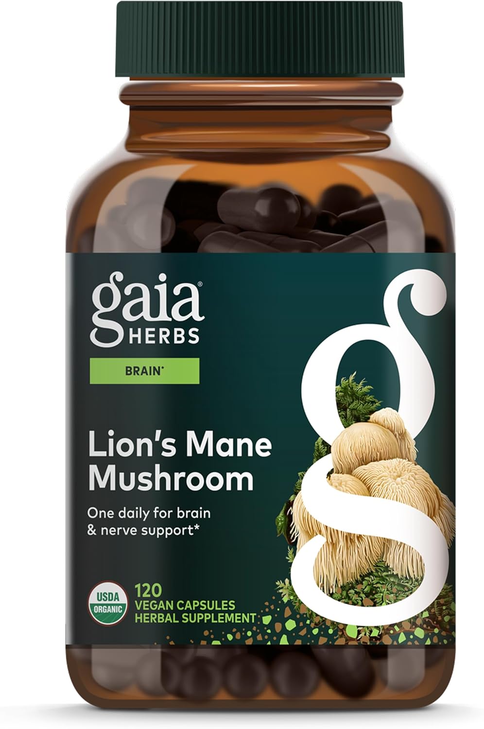 Gaia Herbs Lion’s Mane Mushroom – Brain Health Support* – 120 Vegan Capsules (120 Servings)