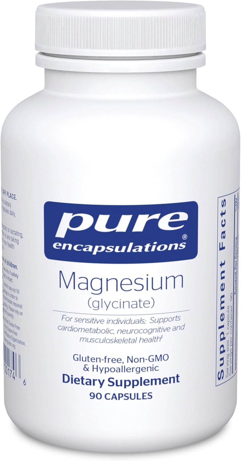 Pure Encapsulations Magnesium (Glycinate) – Supplement to Support Stress Relief, Sleep, Heart Health, Nerves, Muscles, and Metabolism* – with Magnesium Glycinate – 90 Capsules