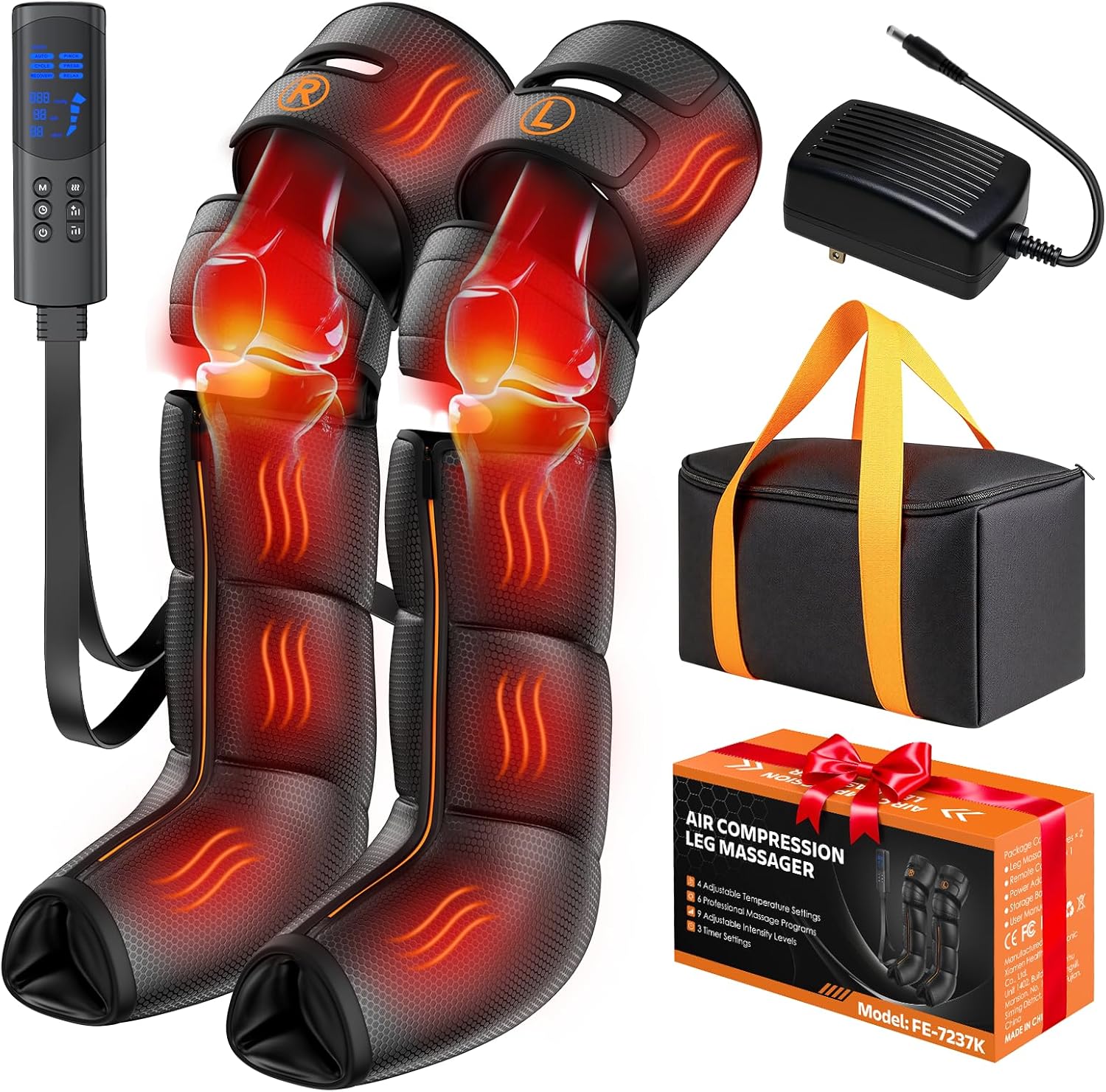 Gifts for Mom Dad Seniors, Leg Compression Massager with Heat, Air Compression Boots for Circulation & Pain Relief, 6 Modes, 9 Intensities, 3 Heating