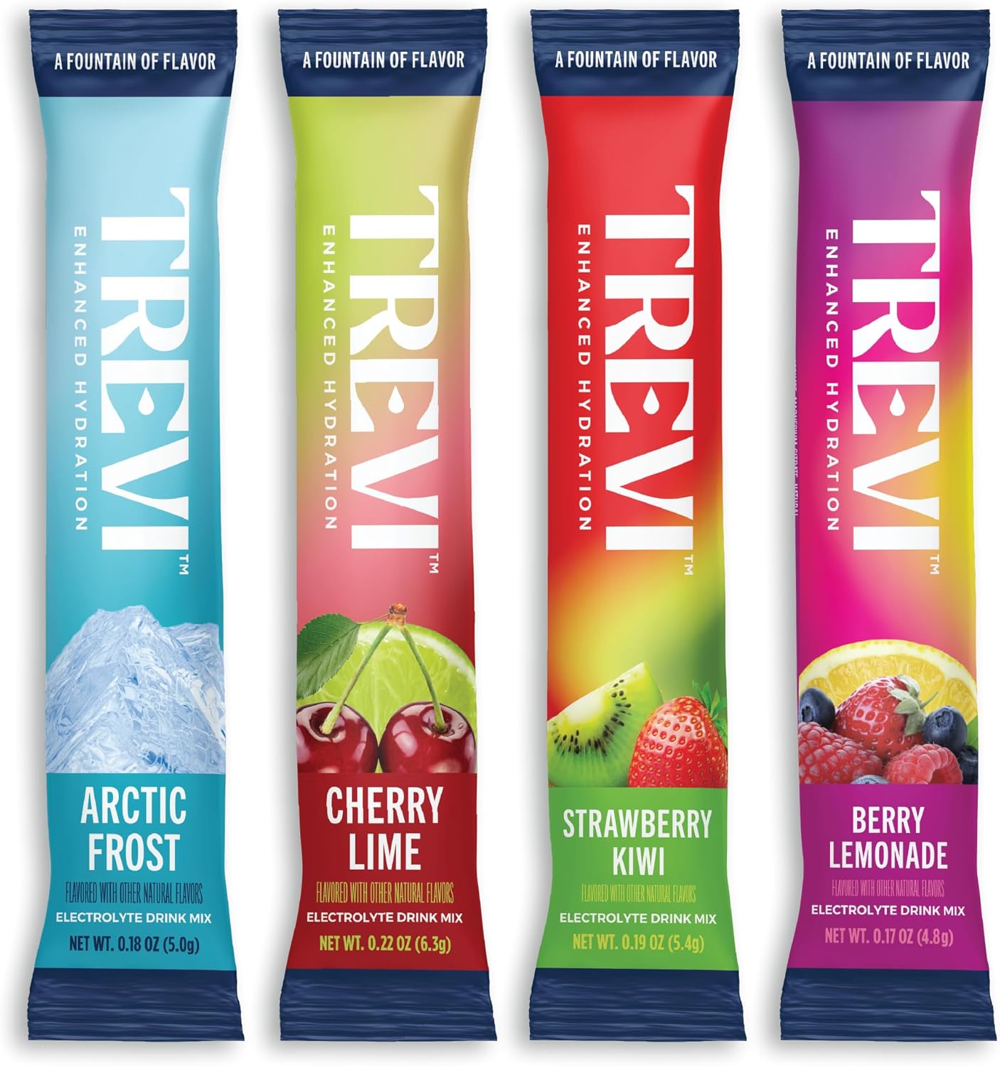 TREVI™ Everyday Sugar Free Electrolytes – Essential Drink Mix Hydration Powder Packets – 28 Count – Favorites Variety Pack – Cherry Lime, Strawberry Kiwi, Berry Lemonade, Arctic Frost