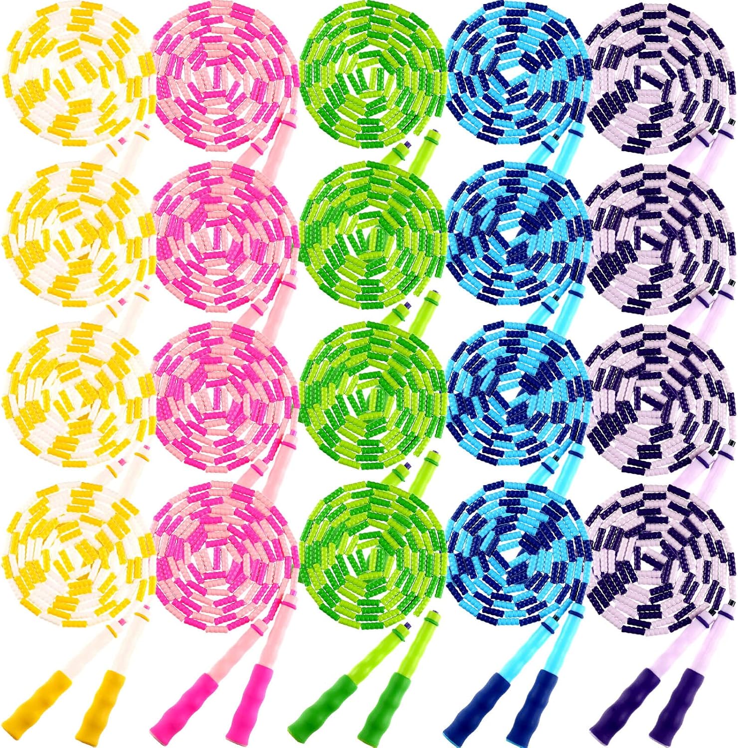Yunsailing 20 Pack Jump Ropes for Adults Kids, 9.2 ft Adjustable Length Free Segmented Skipping Rope Bulk for Field Day Game, Soft Beaded Jumping Ropes for Women Men Exercise Weight Loss
