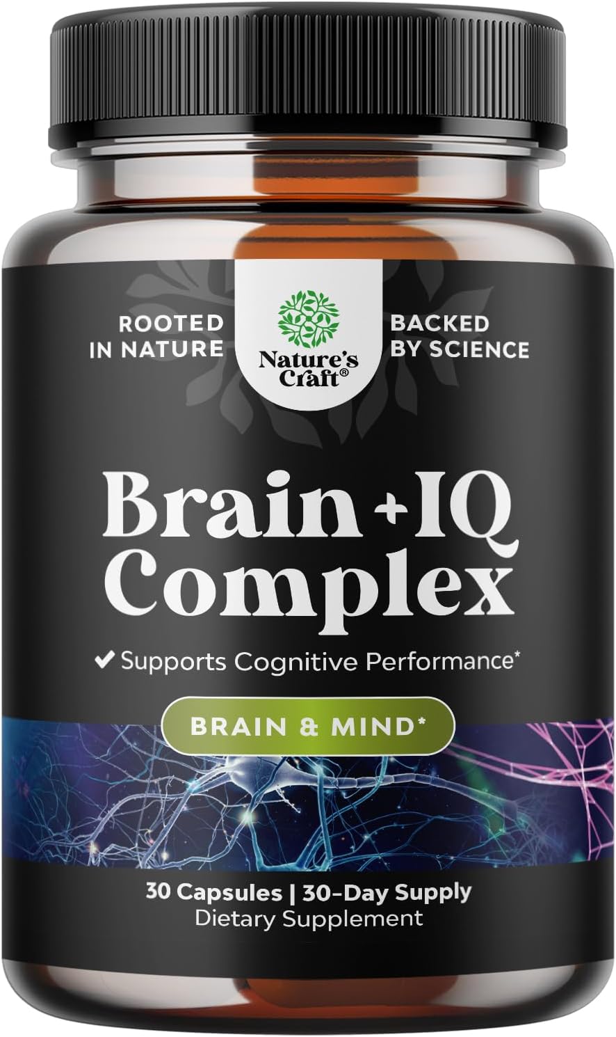 Nootropic Memory Supplement for Brain Support – Memory Pills for Brain Boost and Natural Energy Booster – Vitamin B12 Bacopa Monnieri Rhodiola Rosea DMAE Ginkgo Biloba Phosphatidylserine – 60 Count