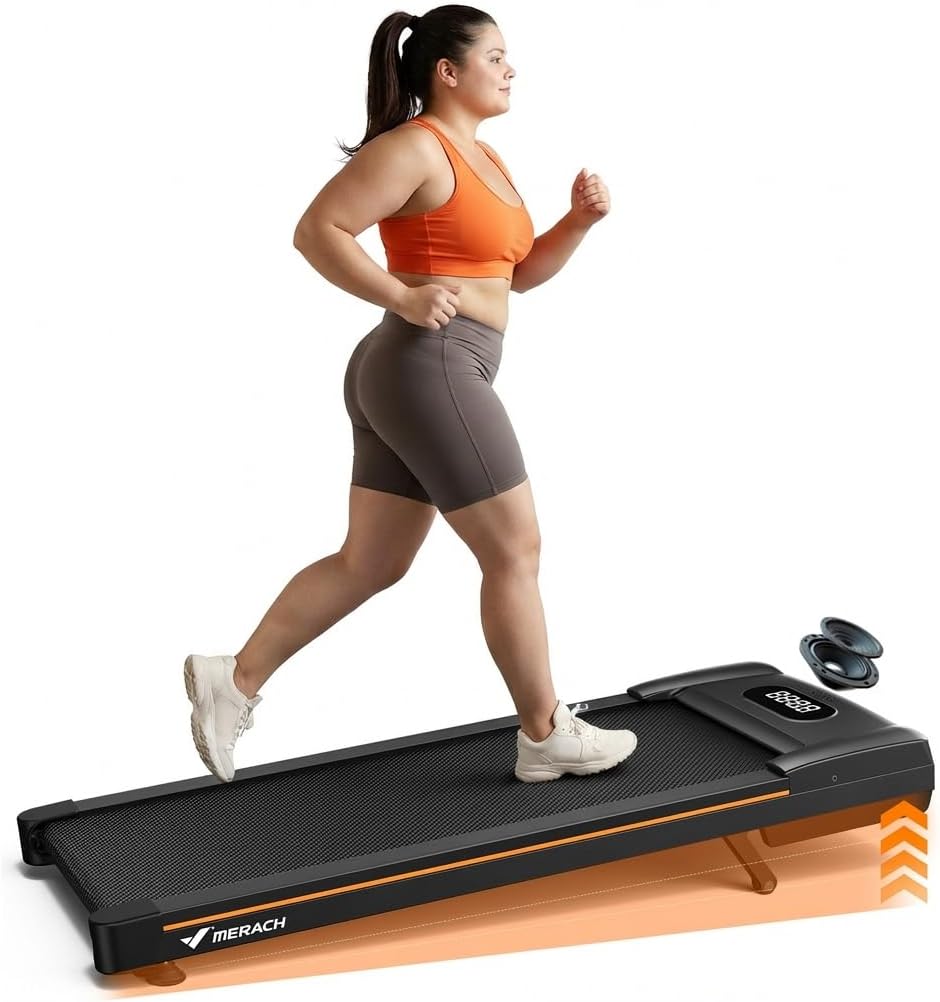 MERACH Walking Pad Treadmill with Incline 10% Auto Incline, Under Desk Treadmills for Home, 350LBS Capacity Compact Treadmill 3.0HP Strong Walkingpad with Bluetooth Speaker W50 Lite Walkpad