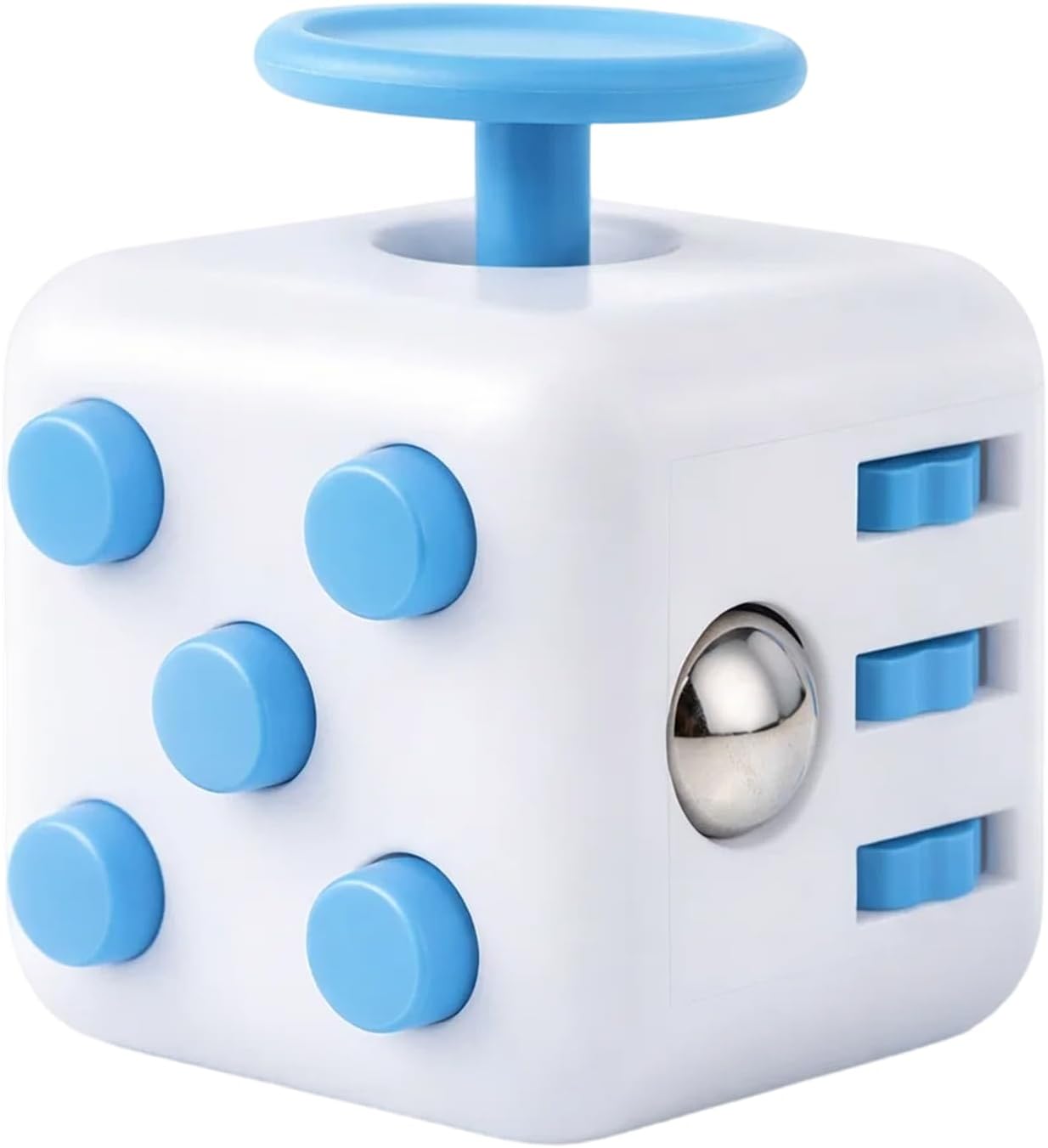 Fidget Cube, Stress Relief Cube for Adults, Anxiety Relief Tool with Multiple Sensory Functions, Compact 3.3×3.3×3.4cm Design for Work, Office and Travel Use (Arctic Blue)