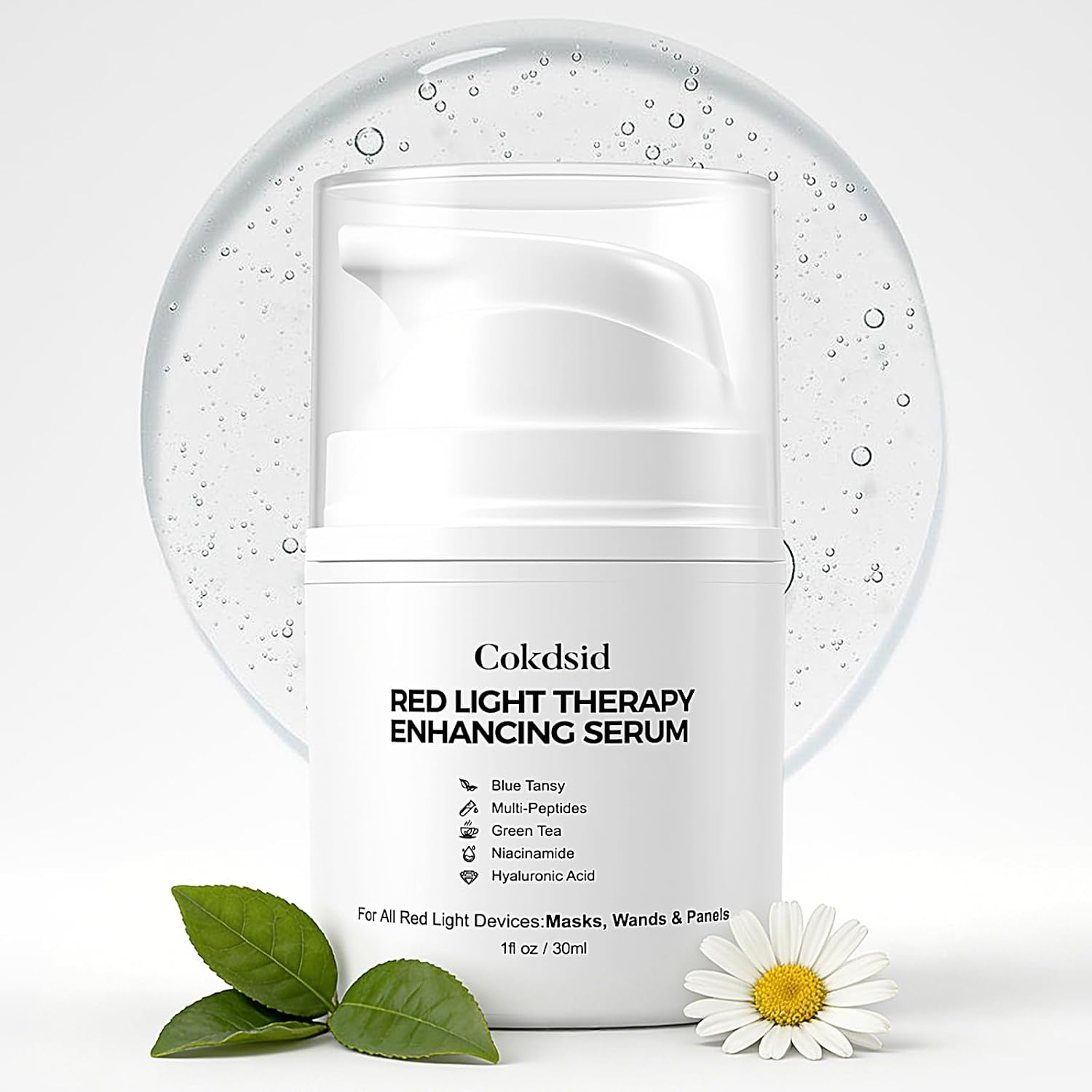Red Light Therapy Activation Serum for Face– Firming & Hydrating Facial Serum for LED Red Light Devices and Microcurrent Facial Device – Anti-Aging Green Tea Serum with Niacinamide,Multi Peptides