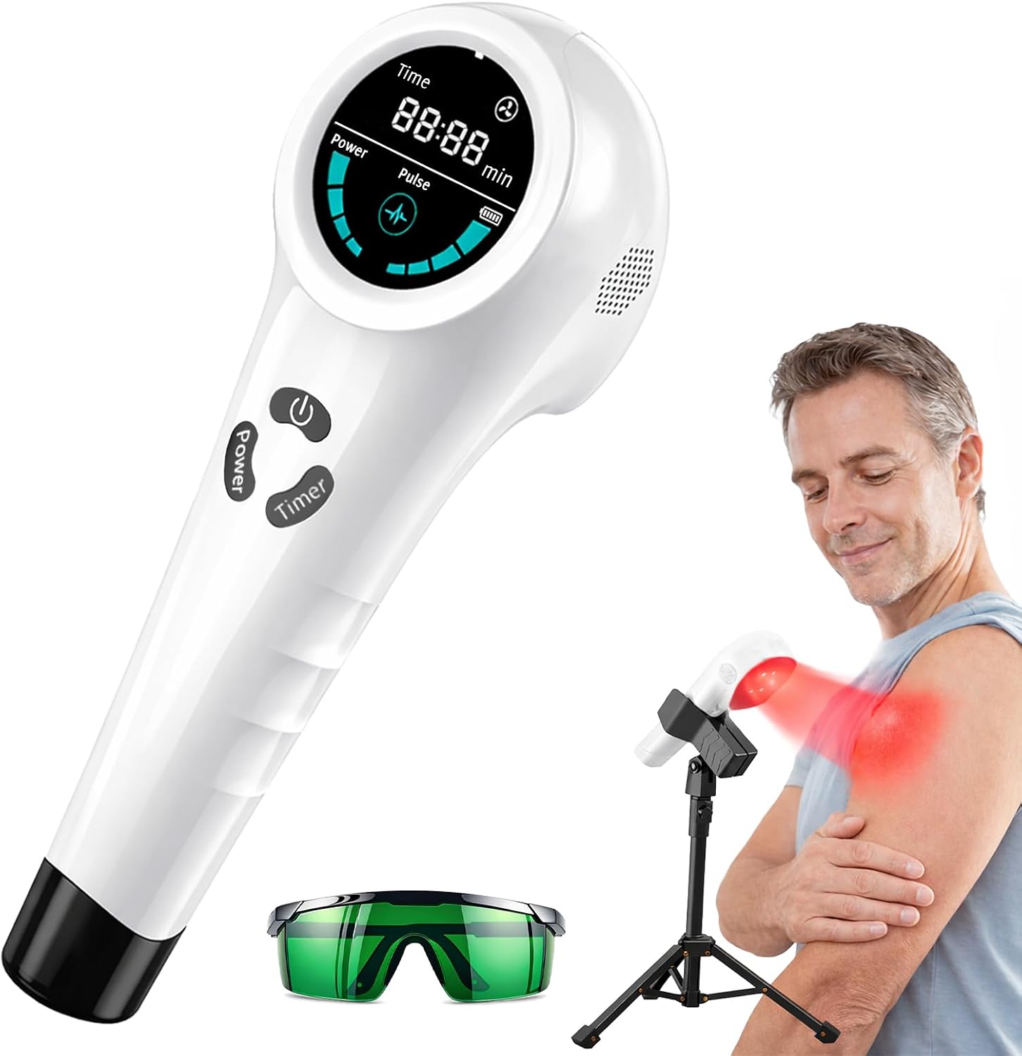 Cold Laser Therapy Device for Humans & Pets – Red Light Therapy for Joint Comfort, 808nm & 650nm LLLT Portable Infrared Light Therapy Device with Tripod, Rechargeable for Knee, Shoulder & Muscle
