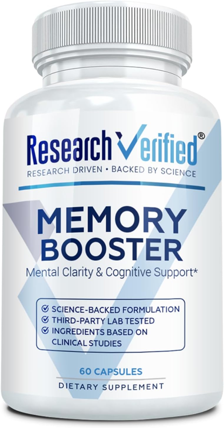 Research Verified Memory Booster – Nootropic Supplement – Enhance Cognition and Memory – Lion’s Mane, Ginkgo Biloba, BioPerine – 60 Capsules – Non-GMO – Made in the USA