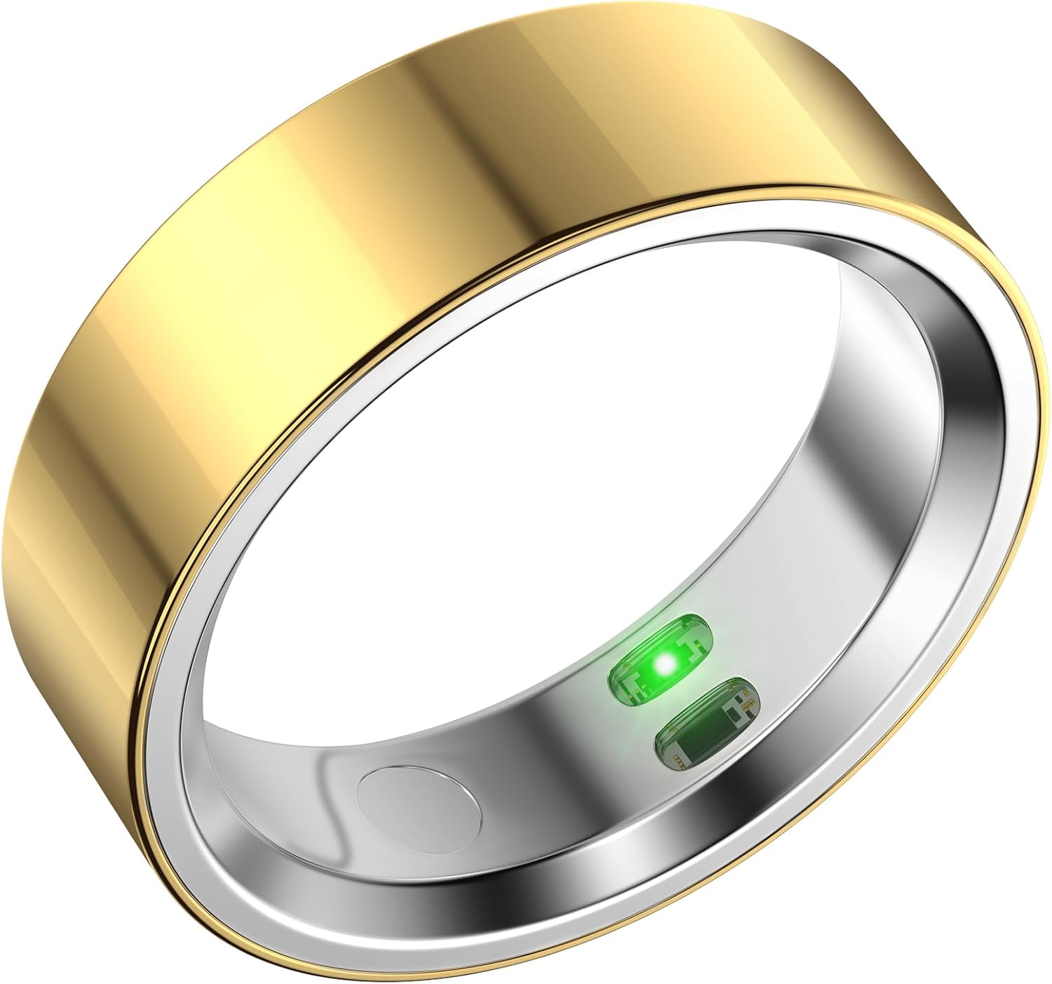 RQZ Smart Ring Fitness Tracker for Men Women, Sleep & Heart Rate Monitor, Step Counter with Vibration Alert, 5 ATM Waterproof, Compatible with iOS & Android Gold Size 8