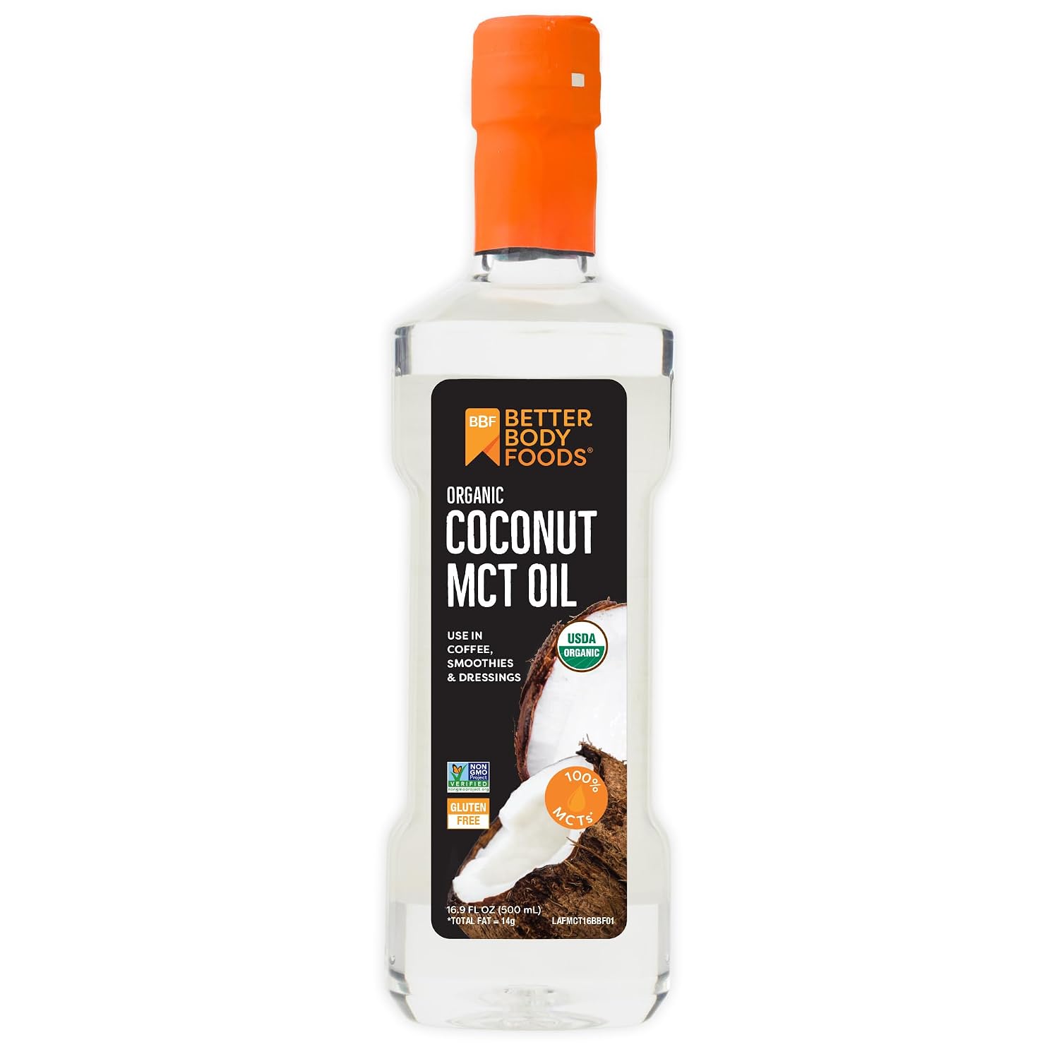 BetterBody Foods Organic Coconut MCT Oil – Energy Boosting- Keto-Friendly – C8 & C10 – Gluten Free – 16.9 oz