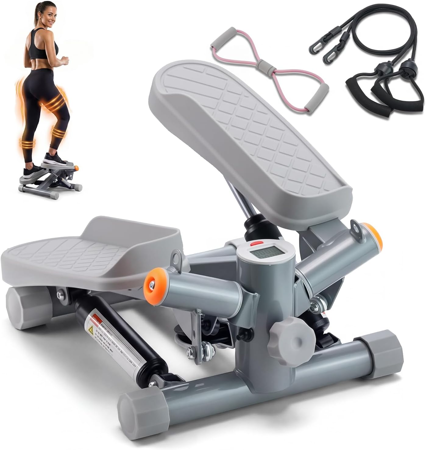 YYJO Steppers for Exercise at Home, Mini Stepper with Resistance Bands Quiet Portable Stair Stepper for Buttocks Lifting and Body Shaping