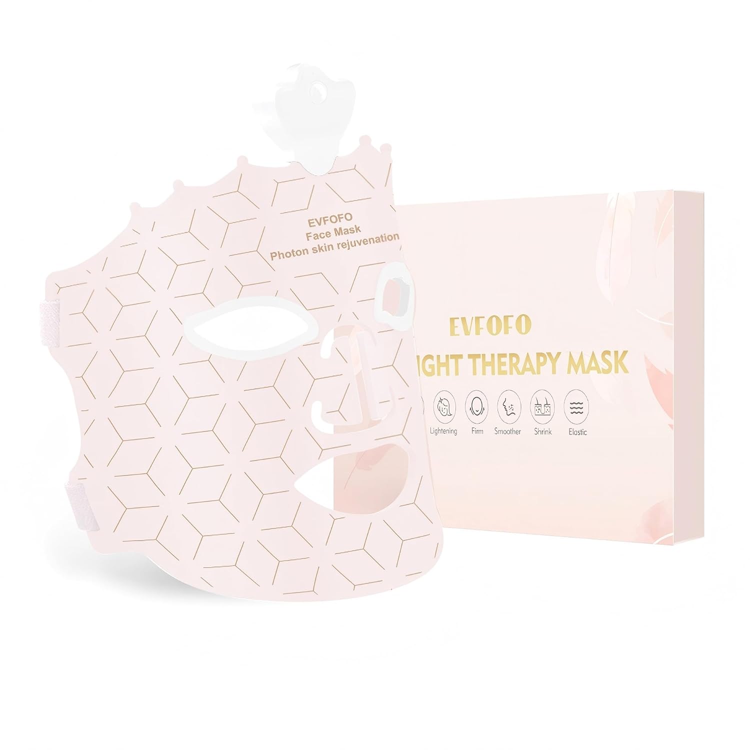 EVFOFO Red Light Therapy for Face, Light Therapy Mask for Firming, Wrinkles & Acne, Wireless Red & 850nm Infrared Light Silicone Mask, 7-Color LED Face Mask Portable for Use at Home & Travel, Pink