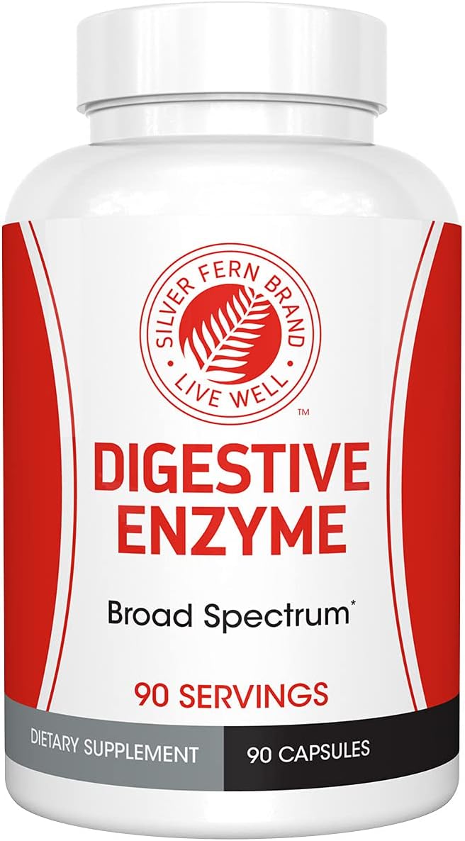 Silver Fern Brand Ultimate Digestive Enzyme Supplement – 1 Bottle = 90 Capsules – High Potency, Multi Enzyme – Digestive Comfort & Food Tolerance – Hemicullulase, Peptidase, Maltase, More