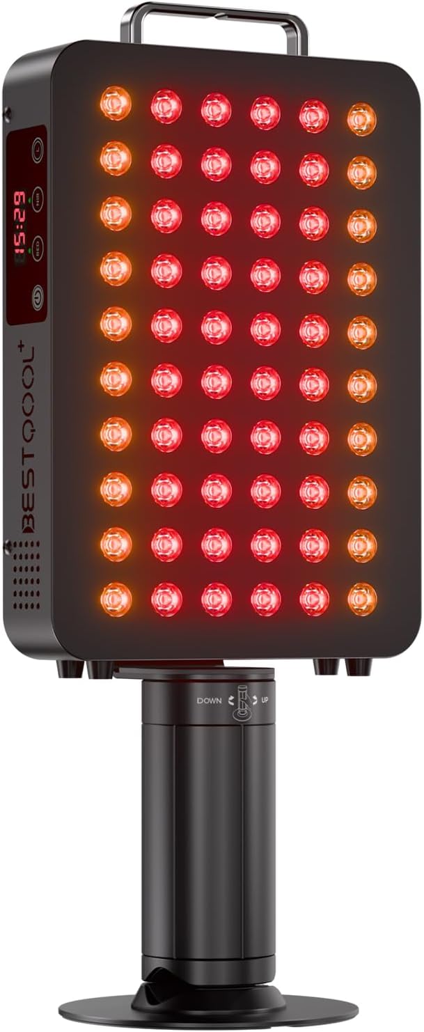 BestQool Red Light Therapy Panel, 6 Wavelengths Infrared Light Therapy with Stand, FSA-HSA Elite Grade 60 LED Dual Chip Red Light Therapy for Body, Face, Infrared and Red Light Lamp, 140W