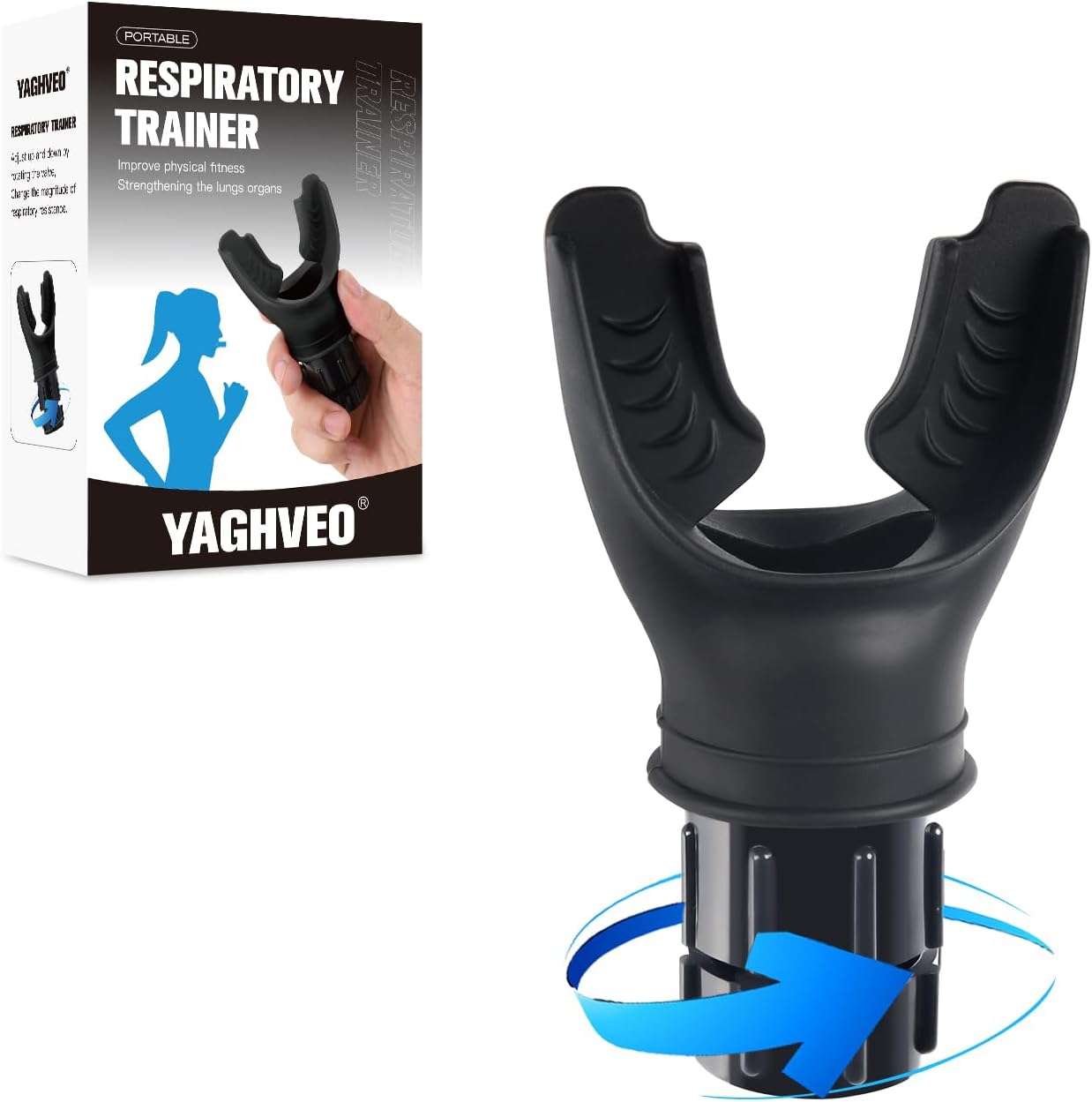 Breathe Trainer,Muscle Trainer,Portable Adjustable Trainer for and Muscular Exercise – Suitability Running Daily Fitness Training, Easy to Clean,for All（Black）