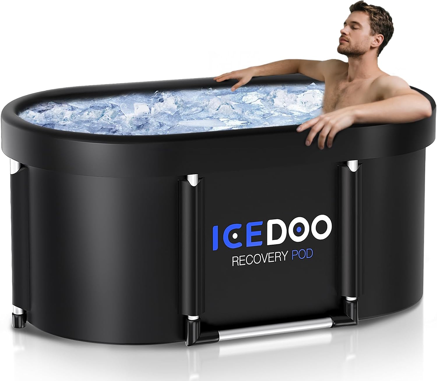 Upgrade XL 129 Gal Large Oval Ice Bath Tub for Athletes & Adults, Multi-Layered Portable Cold Plunge Tub, Foldable with Lid – Ideal for Home, Gym & Indoor Outdoor