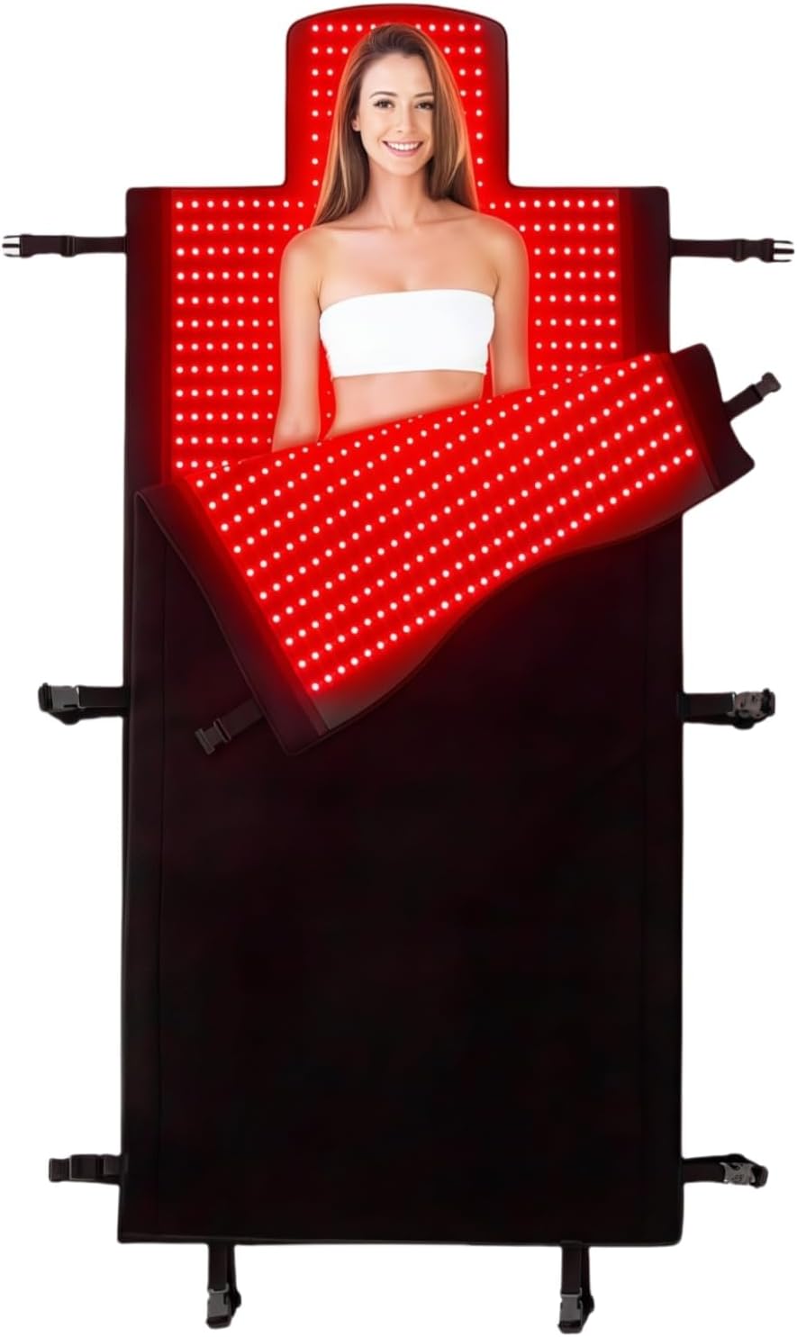 2026 Upgraded Dual Wavelength LED Beads 660nm&850nm Red Light Therapy Blanket Full Body, Used to Face and Body Pain Relief Skin Health Personal Care, 75″ x 34” (Black)