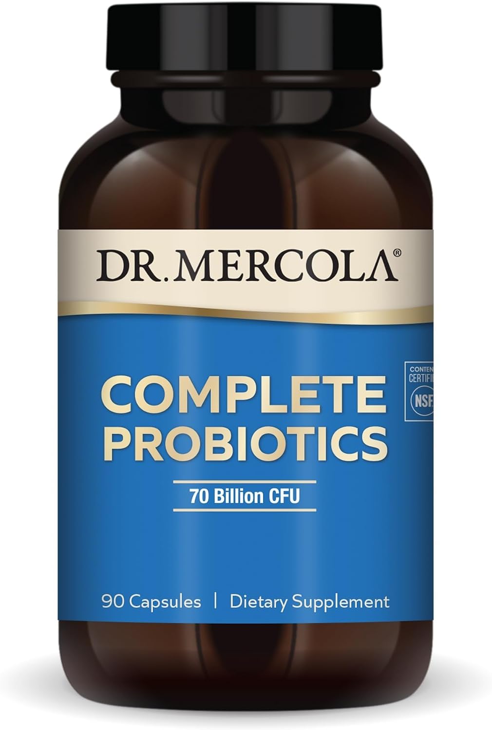 Dr. Mercola Complete Probiotics – 70 Billion CFU – Supports Immune, Digestive & Gut Health – Features 10 Strains – Shelf Stable – GMO-Free, Gluten-Free & Soy-Free – 90 Capsules (90 Servings)