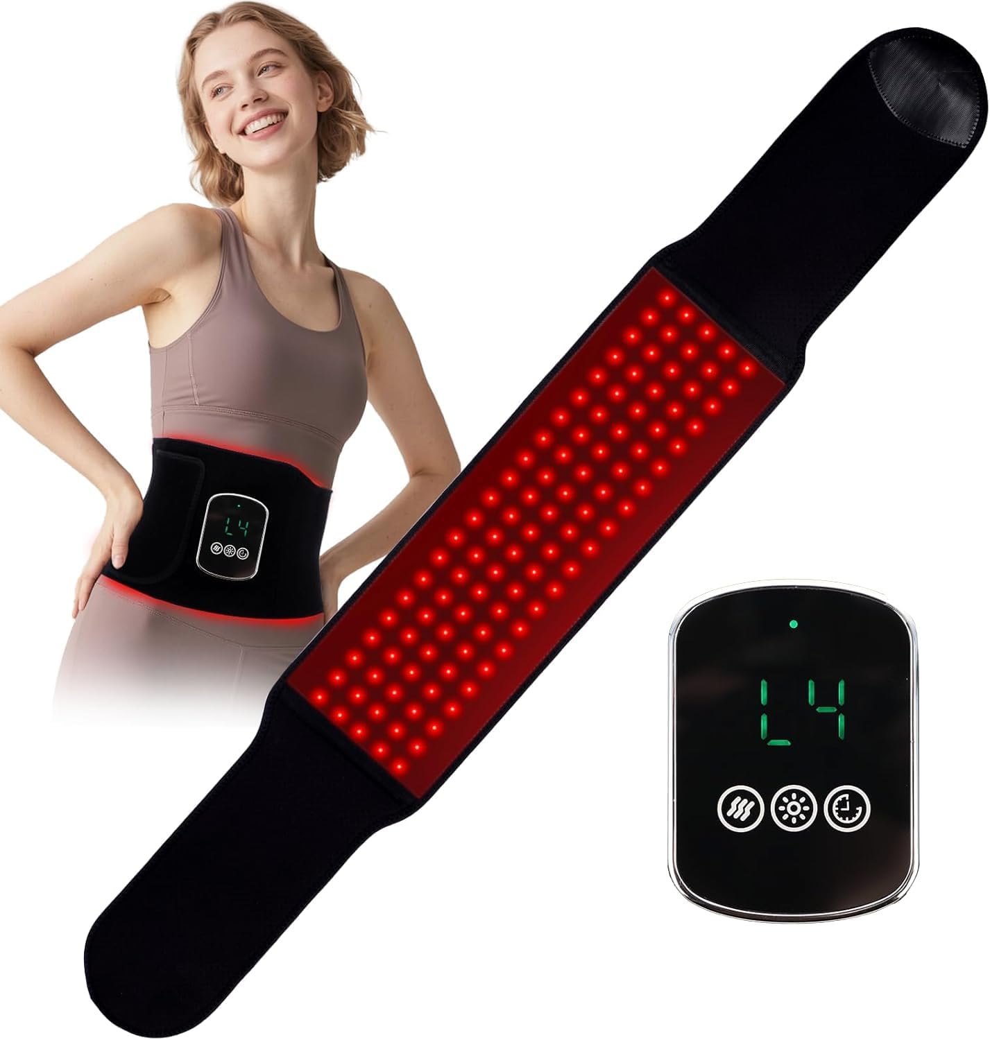 Cordless Red Light Therapy Belt for Body,5000mAh Portable Adjustable Infrared Therapy Wrap with 5 Levels of Red Light and 3 Pulse Model for Waist Abdomen Back Muscle Pain Relief