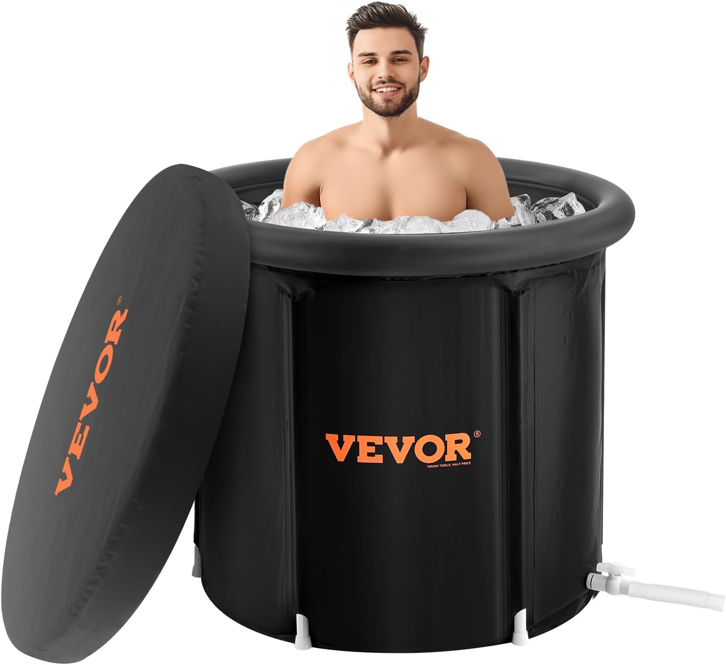 VEVOR Ice Bath Tub XL, Cold Water Therapy Plunge Tub for Athletes, Portable Outdoor Ice Barrel Plunge Pool for Recovery (Black, 105 Gal)