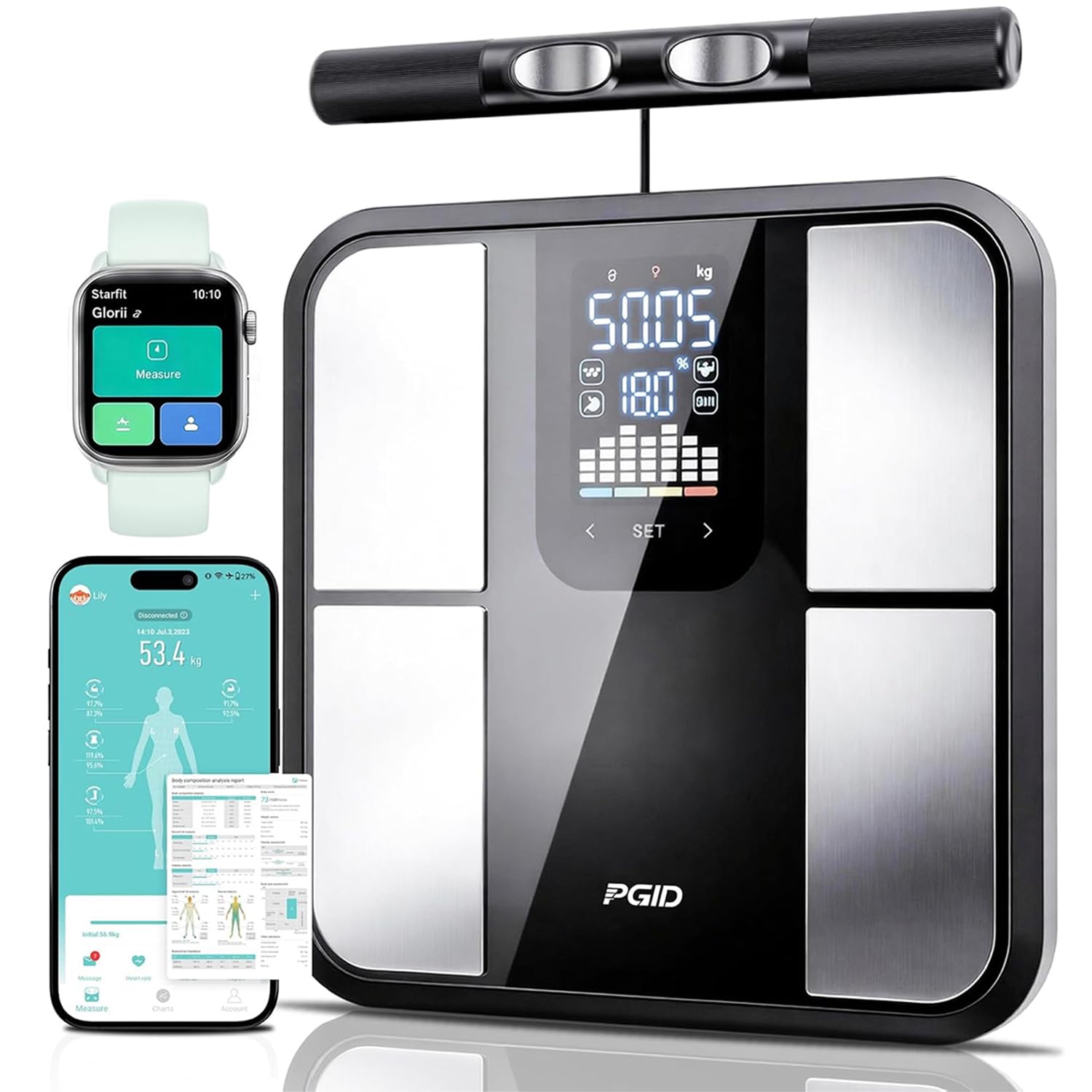 Smart Scale for Body Weight,Scales with Bmi Body Fat Muscle Mass,58 Body Composition Analyzer Scale,Full Body Analysis Scanner Scale Digital Bathroom Scales Syncs with App for 24-User 180KG/400Lb