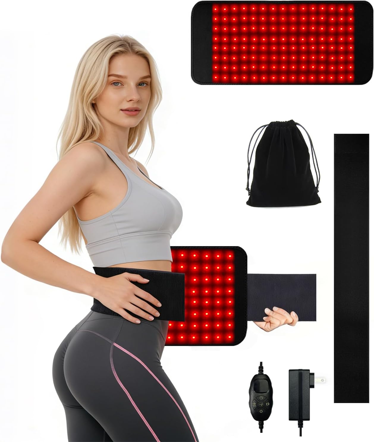 Red Light Therapy Belt Infrared Light Therapy for Body Wearable Wrap with 3-in-1 LED Bead with Timer Remote Control 660nm&850nm for Pain Relief Wearable for Muscle Repair Gift (17.7”*8.3”)