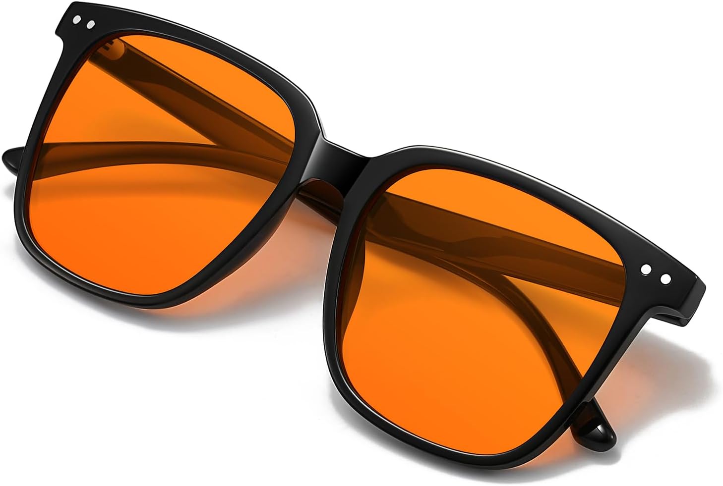 Blue Light Blocking Glasses for Gaming & Computer, Anti Eyestrain Orange Tinted Lens Blue Blockers for Men & Women, Lightweight TR90 Large Frame, Relieve Fatigue & Dry Eyes