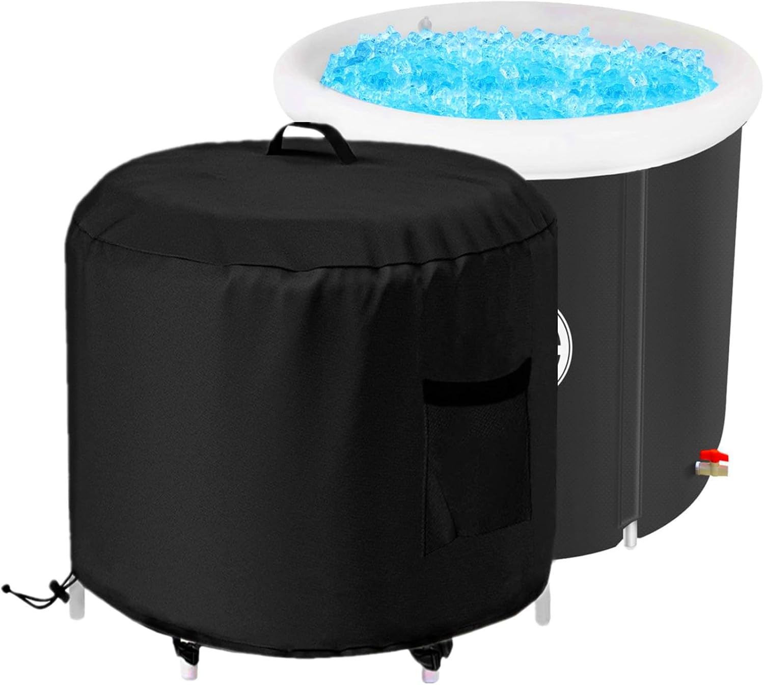 GS Alderaul Portable Ice Bath Tub Cover – Dustproof, Waterproof with Windproof Hem – Outdoor Ice Bath Barrel Cover for Cold Plunge Tub