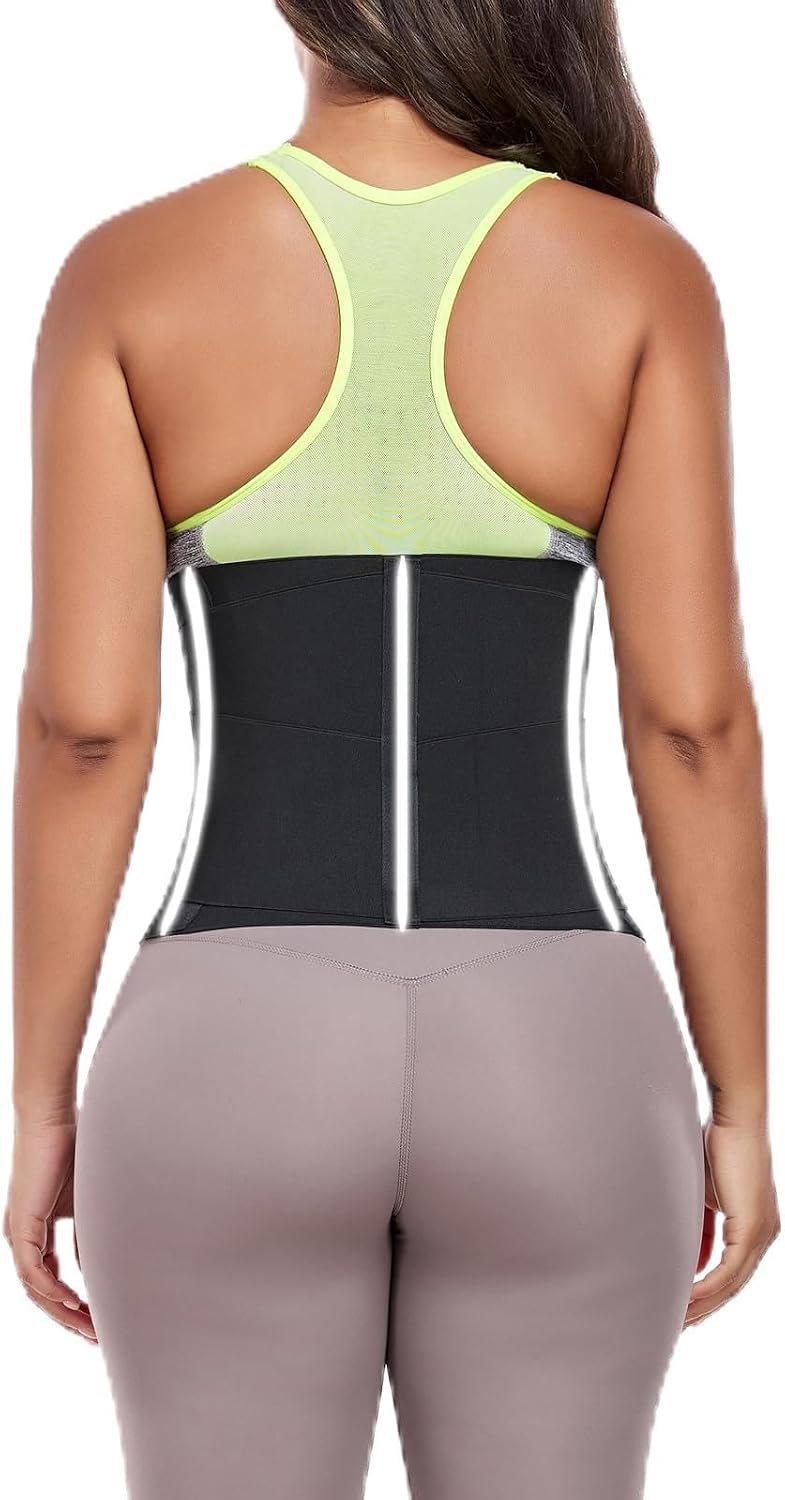 Waist Trainer Belt for Women Belly Fat Waist Cincher Trimmer Ab Belt Tummy Control Body Shaper with Triple Wrap (Black,Medium)