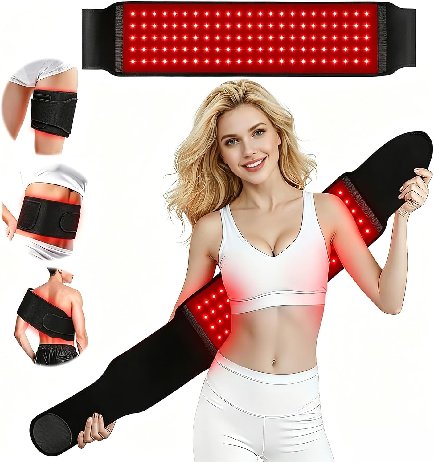 Red Light Therapy Belt with Infrared Heat Red Light Therapy for Body | 660nm Red 850nm Infrared 10-40Hz Pulse, Muscle Relaxation Comfort Wrap for Shoulder Back Waist Leg Knee, Gift for Men Women